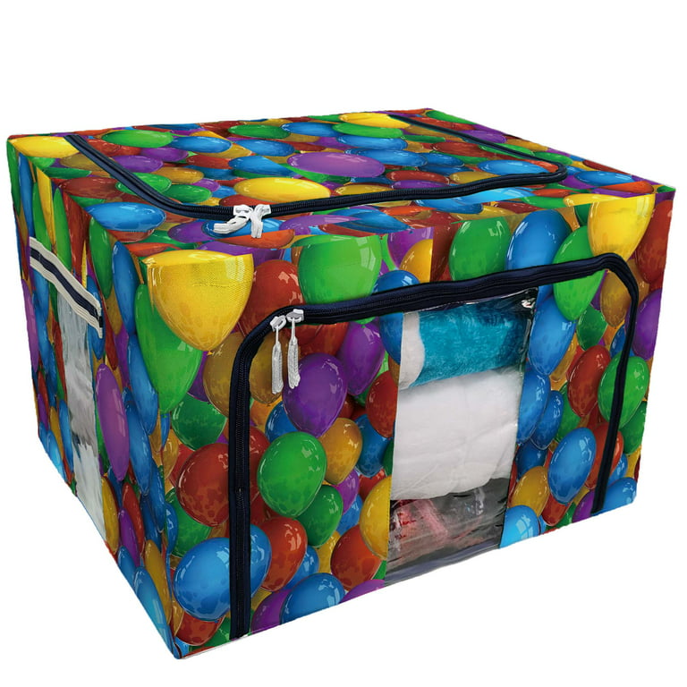 PKQWTM Colorful Party Balloon Dozens Of Balloons Storage Bag Clear Window  Storage Bins Boxes Large Capacity Foldable Stackable Organizer With Steel