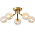thumbnail image 3 of Autrinix ​​Gold Ceiling Light, Contemporary Round Flush Mount with 5-Light G9 Sockets, Dimmable Option for Kitchen, Hallway & Office, Elegant & Energy-Efficient, 3 of 11