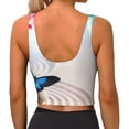 thumbnail image 3 of Haiem Butterfly In Blossoms Zen Pattern Womens Sports Bra - U Neck Padded Low Impact Yoga Bra Workout Crop Top Gym Moisture-Wicking Workout Vest -Medium, 3 of 9