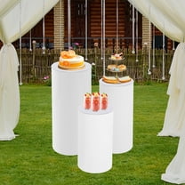 Peakora 3PCS Event Cake Pedestal Display Stand Cylinder Wedding Cake Stand Set Birthday Party Cake Flower Cylinder Stand Freestanding Metal Cylinder Pedestal Decor for Celebration Decoration