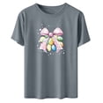 thumbnail image 5 of Zedker Easter Shirts for Women Fashion Egg Printed Casual Short Sleeve Round Neck T Shirt Tops Gray XXXL, 5 of 7
