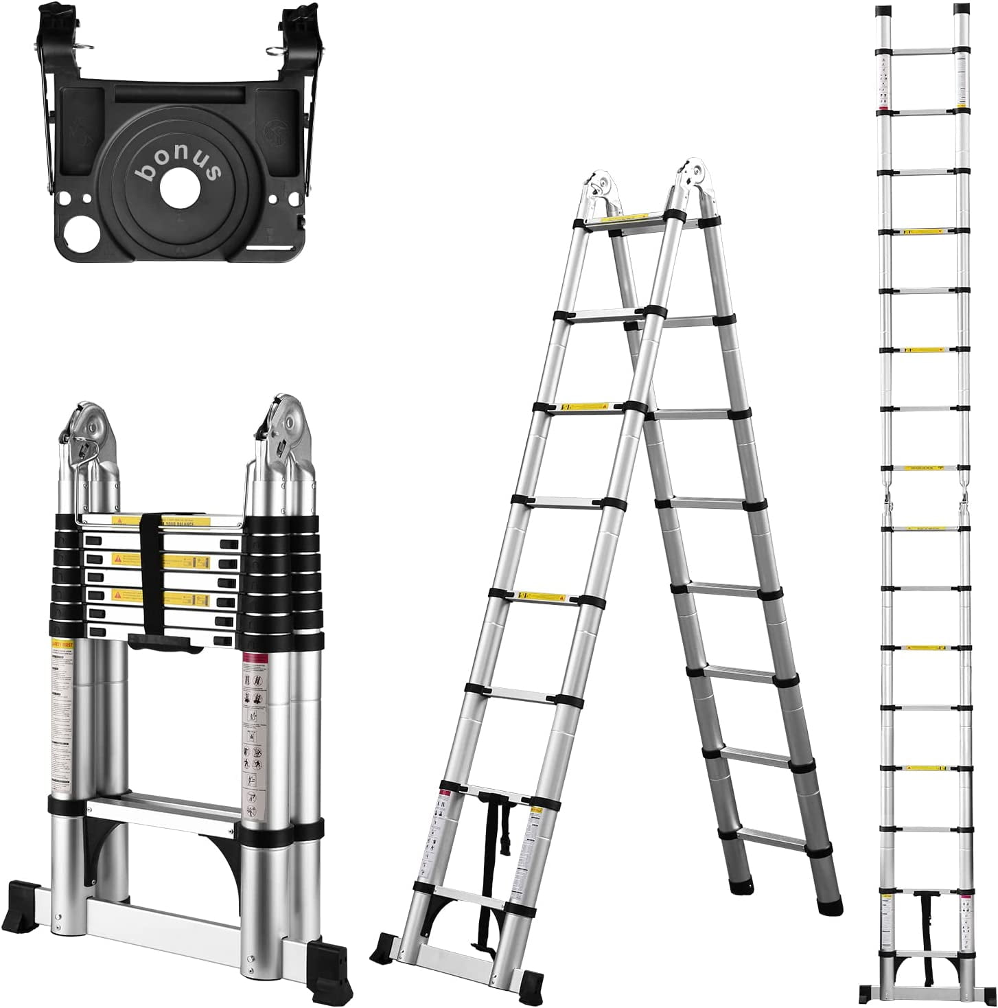 IZIRUNI Ladder SocTone 12.5 FT Aluminum Lightweight Extension Ladder