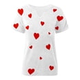 thumbnail image 4 of Womens Short Sleeve Shirts V-Neck Y2K Summer Tops Love Heart Print Spring Tee, 4 of 4