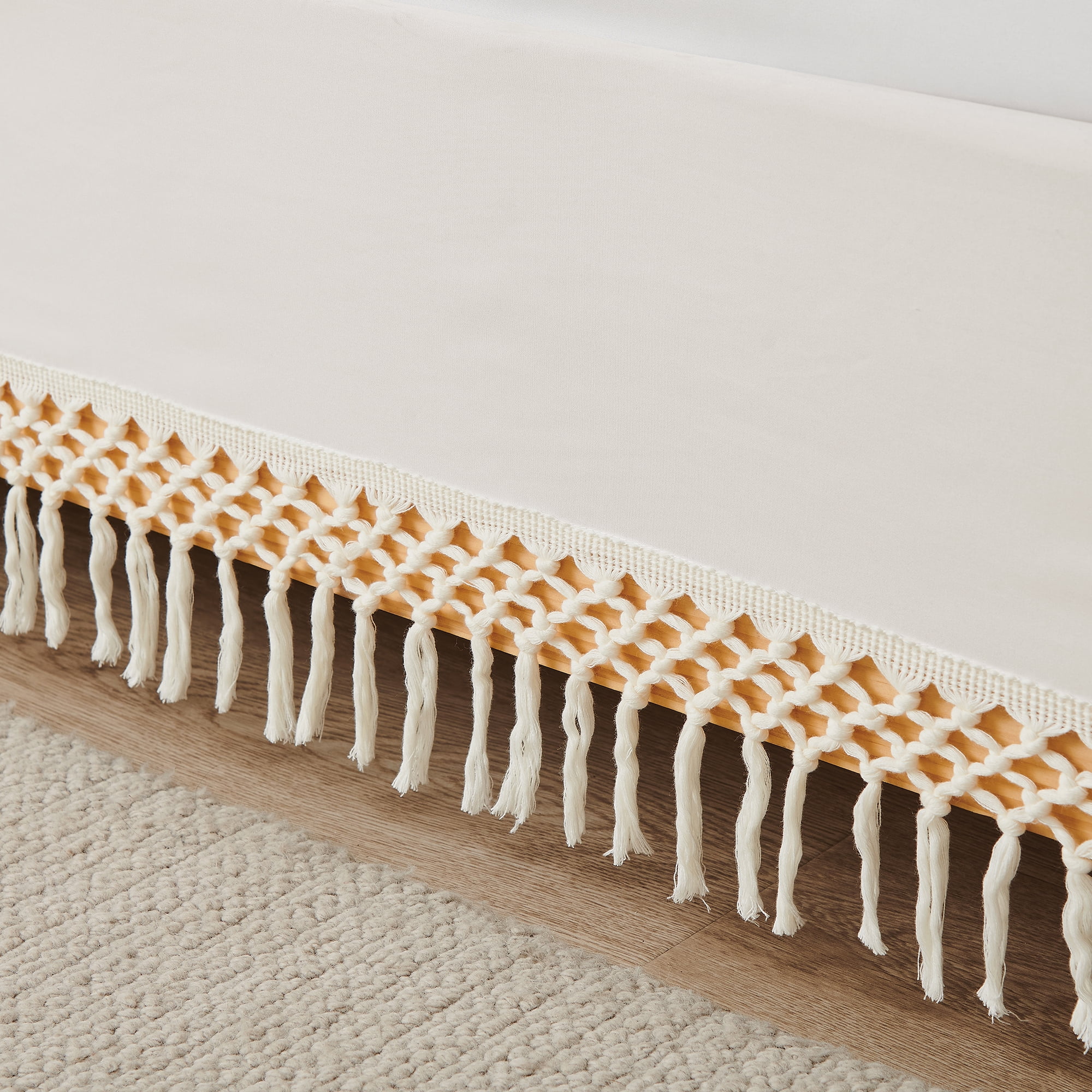 Boho Fringe Macrame Queen Size Bed Skirt by Sweet Jojo Designs