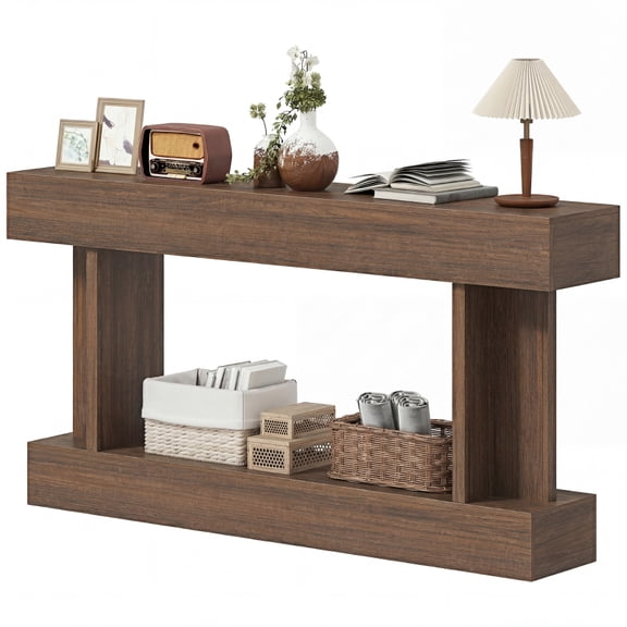 Alvantor Console Table Vintage Narrow Entryway Table with Storage Shelf for Hallway 63"x11.8" x 32.3" Brown
