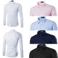 thumbnail image 5 of Mens Long Sleeve Lapel Shirts Slim Fit Button Down Dress Shirt Formal Casual T-shirt Tops, 5 of 6