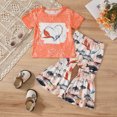 thumbnail image 2 of Toddler Girls Short Sleeve Cartoon Fish Printed T Shirt Pullover Tops Bell Bottoms Pants Kids Outfits, 2 of 6