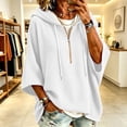 thumbnail image 4 of Women's Oversized Casual Hoodie Sweatshirts Half Zip 3/4 Sleeve Drawstring Solid Color Loose Fit Basic Tops, 4 of 6
