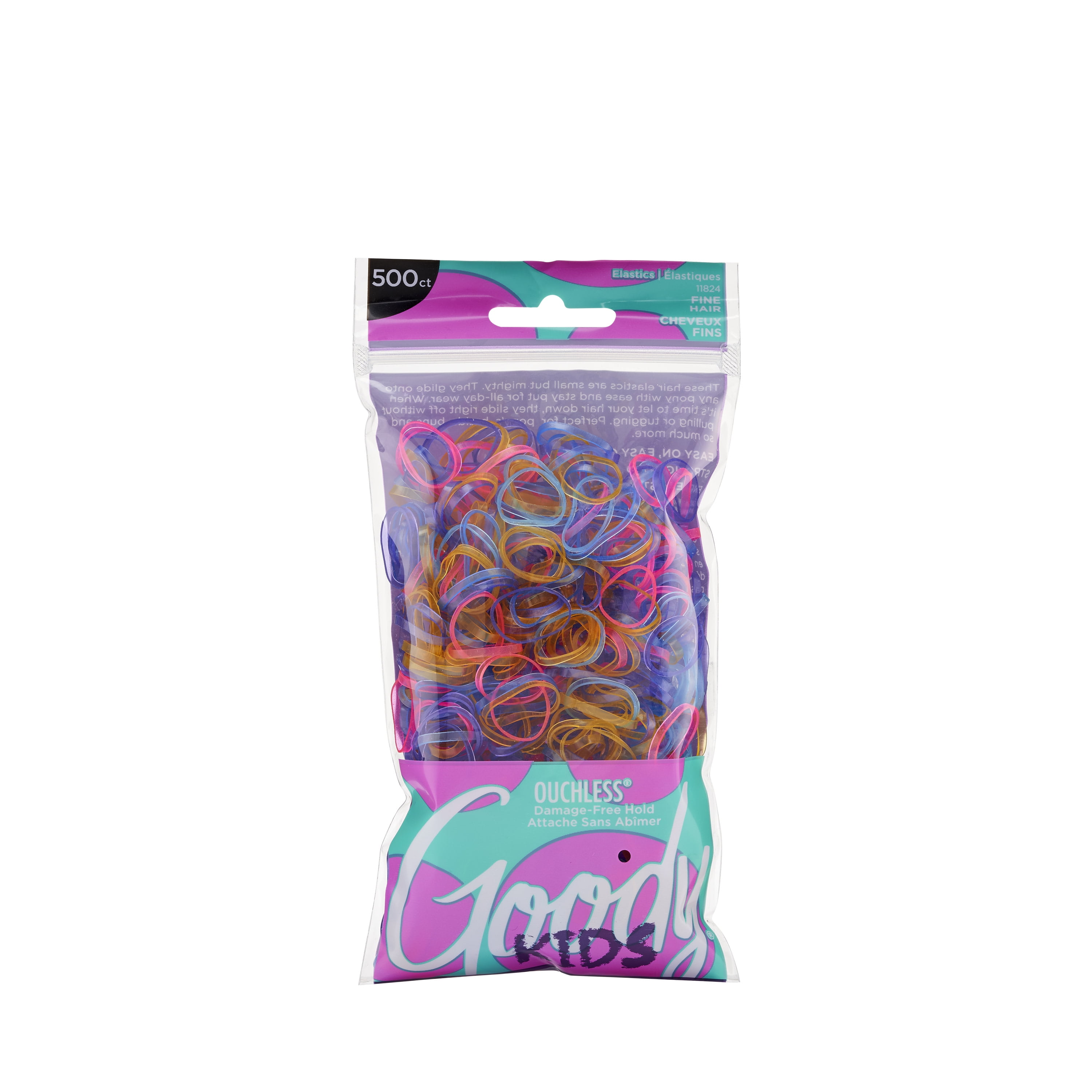 (2 pack) Goody Girls Multi-Color Glitter Poly Band Hair Elastics, 500 Count for Kids
