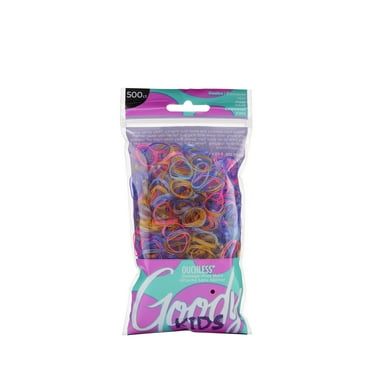 Goody Girls Poly Band Hair Elastics, Made for Kids, Multi-Color Glitter Assortment, 500 Ct