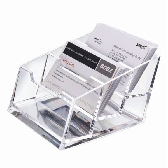 3-Tier Clear Acrylic Business Card Holder - Desktop Display Stand with 3 Slots for Office,Reception,and Conference Use,1 Pcs