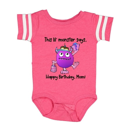 

Inktastic This Lil Monster Says Happy Birthday Mom Gift Baby Boy or Baby Girl Bodysuit