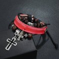 thumbnail image 2 of 9 pulseras de cuero trenzado para hombres y mujeres, pulseras ajustables Rojo Verde, 2 of 7