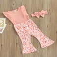 thumbnail image 3 of Baby Girls 3 Pieces Outfit  Solid Color Romper + Pants + Headband, 3 of 8