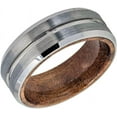 thumbnail image 4 of Tungsten Rings for Men Wedding Bands for Him Womens Wedding Bands for Her 8mm Grooved Center Brushed Finish Beveled Wood Inside, 4 of 5