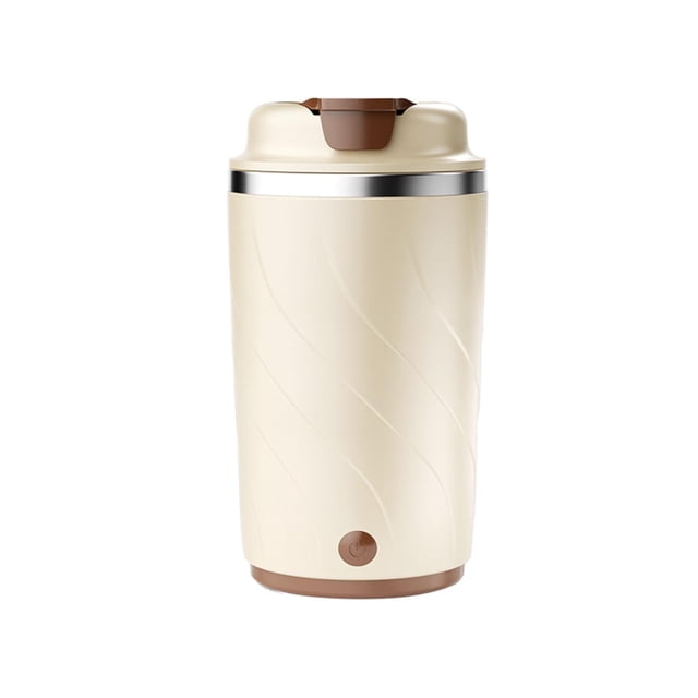 Taza de café con agitación automática, taza mezcladora automática, taza de viaje aislada recargable beige