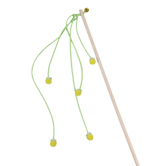 Handheld Cat Teaser Wand with Yarn Ball and Bell, Simple Interactive Toy on String for Playful Bouncing and Chase Games, Bonding Fun