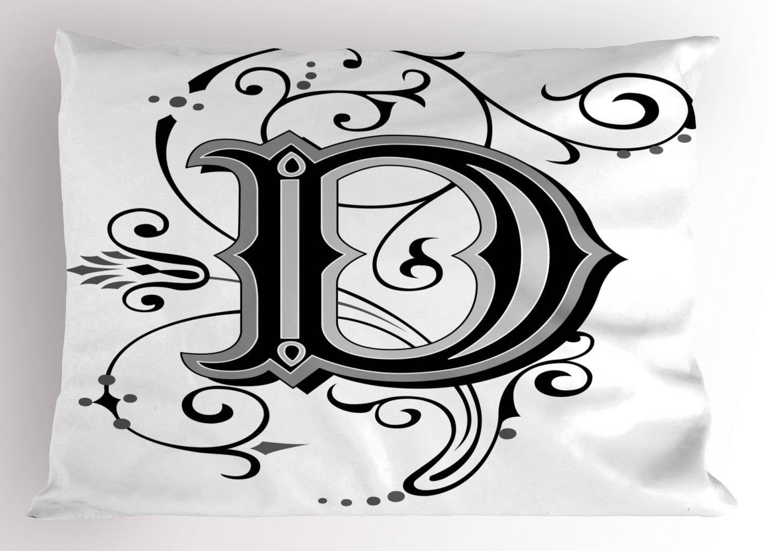 Letter D Pillow Sham Initial Letter from Medieval Scrolls Capital D