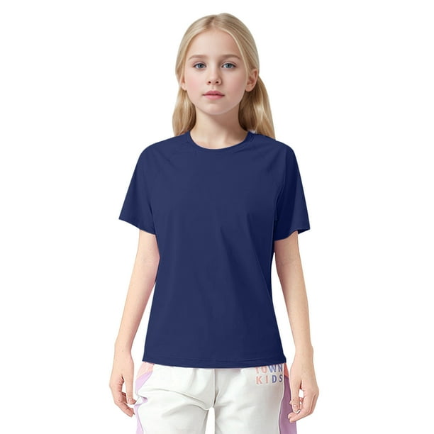 Big Kid Girl Shirt Childs Muscle Tee Kids T Shirts Basic Athletic Running T Shirts Active Tee Shirts for Childs Or Girls Girls Clothes Dark Blue 10 11