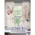 thumbnail image 2 of Spring Butterfly Sheer Curtains 63 Inch Length 2 Panels Set, Farmhouse Retro Botanical Flowers Voile Window Treatment Rod Pocket Curtains Sheers Drapes for Bedroom/Living Room/Kitchen 52x"63"x2, 2 of 7