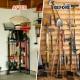 thumbnail image 6 of Goobetter Garden Tool Organizer for Corner,Heavy Duty Metal Yard Tool Tower Rack with 34 Slots & 14 Hooks,Garage Organization Storage for Long-Handled Tools for Garden,Shed,Yard, 6 of 9
