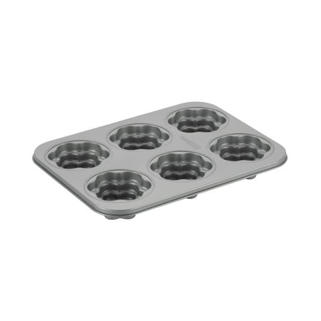 Cake Boss Novelty Bakeware 6-Cup Nonstick Flower Cakelette Pan, Gray