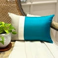 thumbnail image 6 of The HomeCentric Decorative Lumbar Pillow Cover Turquoise 12"x20" (30x50 cm) Silk Color Block, Patchwork, Silk Lumbar Cushion Covers For Sofa, Couch, Bed, Patio And outdoor, - Turquoise Silk Essence, 6 of 10