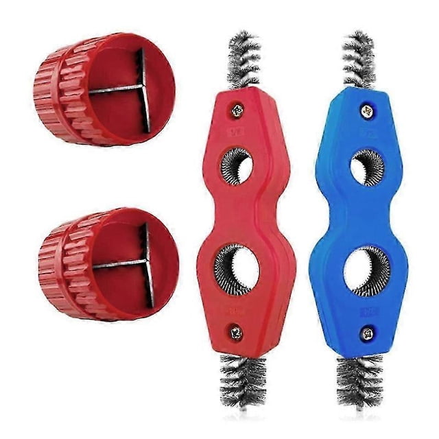 4 Pieces Copper Pipe Cleaner And Reamer Value Set- Copper Pipe And Cleaner Reamer,4-in-1 Pipe Deburring Brush Tools