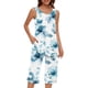 thumbnail image 1 of Conjunto de Ropa de Estar de Mujer Cuello Redondo Impresión Blusa sin Mangas Pantalones Cortos, Pantalones de Cintura Elástica para las Mujeres, 1 of 7