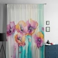 thumbnail image 5 of Spring Floral Semi Sheer Curtains Drapes for Living Room, Bedroom, French Doors Window 54 Inches Long, Watercolor Summer Botanical Colorful Rod Pocket Chiffon Curtain Drapery Voile Draperies Panel, 5 of 6