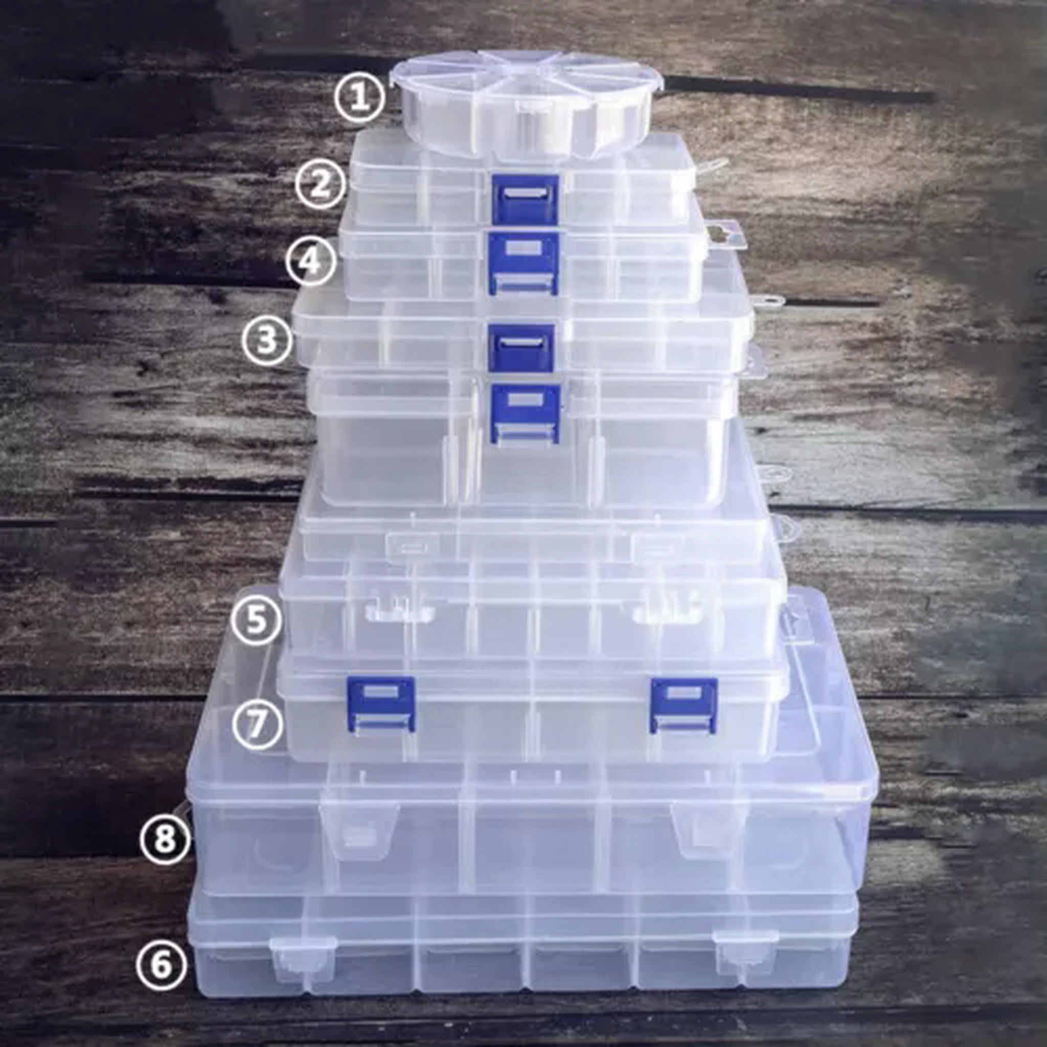 U8MO 8/10/15/24/36 Removable Compartment Organizer Container Bead Storage Plastic Box-5# 24 Grids