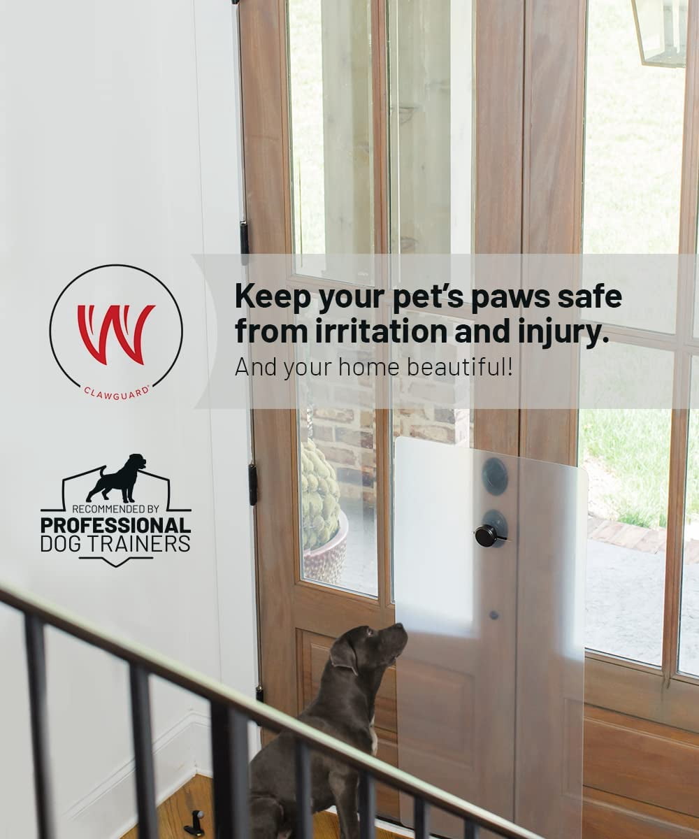 CLAWGUARD Heavy Duty Door Scratch Shield for Dogs & Cats, Clear Door Protector from Dog Scratching, Wall & Furniture Scratch Guard, Over-the-Knob Install, 20 x 44 in