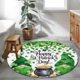 thumbnail image 3 of Round Rug 4Ft Washable Non-Slip, St. Patrick's Day Circle Area Rugs for Living Room Bedroom, Green Gnomes Spring Lucky Shamrocks Indoor Floor Mats Carpet Runner for Home Decor Aesthetic, 3 of 8