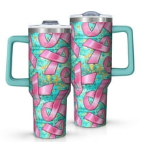 Breast Cancer Tumbler with Handle and Lid,40oz Double Wall Vacuum Insulated Tumbler,Cups Gift for Women and Men