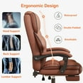 thumbnail image 3 of WXJHL Executive Office Chair PU Leather Comfortable Computer Gaming Chairs with Foot Rest Adjustable Height Desk Chair High Back Reclining Office Chair with Wheels（Brown）, 3 of 6
