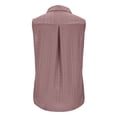thumbnail image 6 of FAHXNVB Women's Lapel Sleeveless Shirt Eyelet Lace Half Zip Tank Tops with Chest Pockets Casual Fashion Summer Solid Color Breathable Tops, 6 of 8