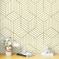 thumbnail image 1 of Papel Pintado Beige Y Dorado Para Despegar Y Pegar, Papel De Contacto Hexagonal A Rayas Doradas, Papel De Pared Autoadhesivo Extraíble, Vinilo Geométrico Impermeable Para Decoración De Cajones, Estant, 1 of 5