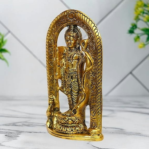 Swadeshi Desire Metal Ram Lalla Idol Murti in Ayodhya Mandir and Hanuman for Home and Office Temple Puja Room Decorative Showpiece Gift Item