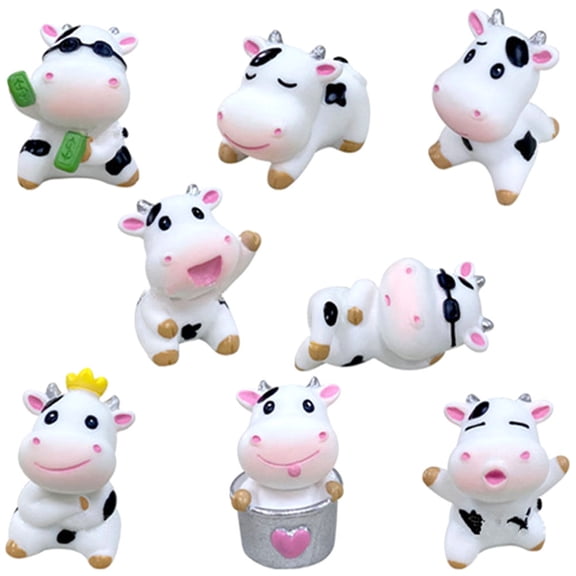 Soimiss 8Pcs Animal Cow Model Ornaments Resin Multi Home Decor