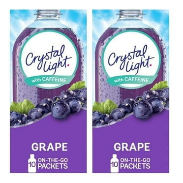 Crystal Light Grape With Caffeine Sugar Free Drink Mix Singles, Caffeine Free, 10 ct On-the-Go Packets, Pack of 2