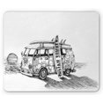 thumbnail image 1 of Sketchy Mouse Pad, Hot Summer Californian Surfing Vintage Car Sea Shore Beach Art, Rectangle Non-Slip Rubber Mousepad, Charcoal Grey White, by Ambesonne, 1 of 2
