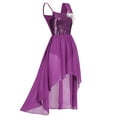 thumbnail image 2 of IBTOM CASTLE Women Sequin Lyrical Dance Dress Adult Contemporary High Low Tulle Chiffon Skirt Praise Dancewear XL Purple, 2 of 8