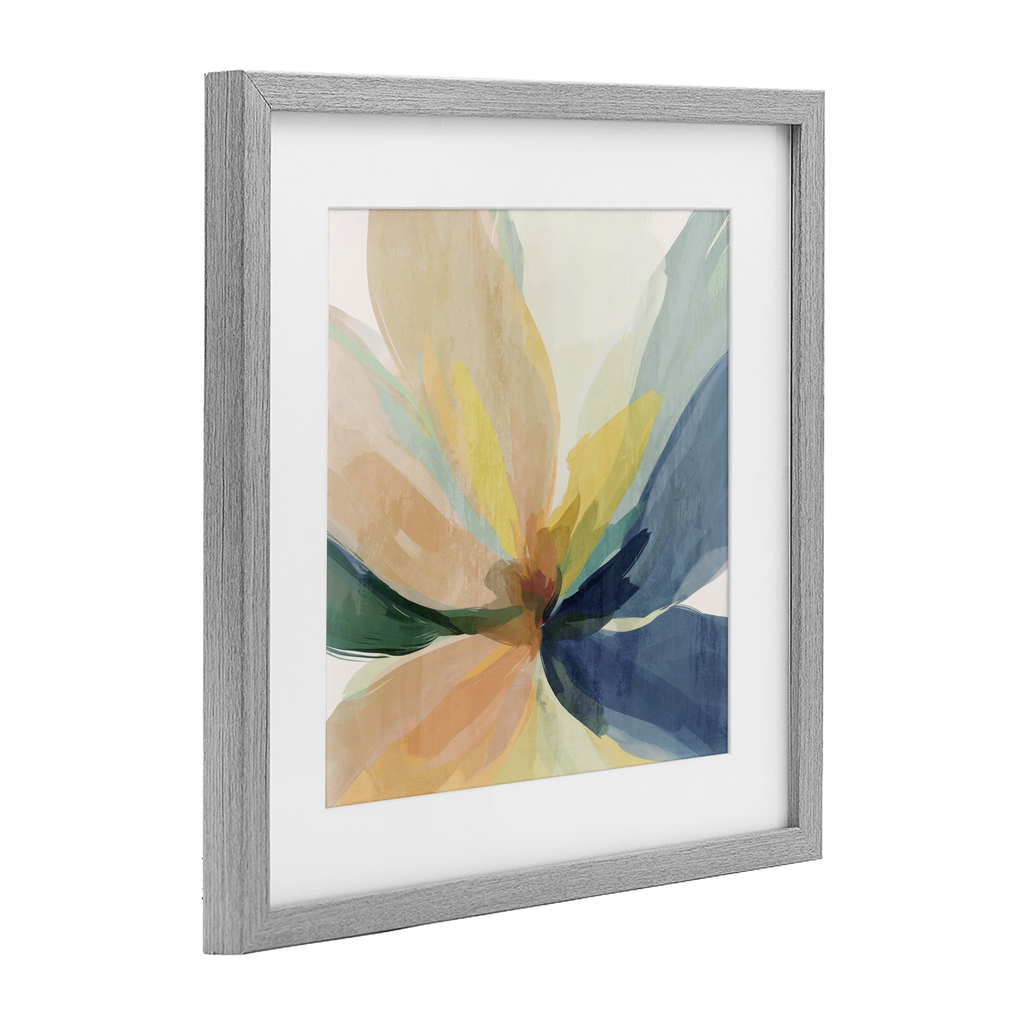 Flared Abstract Neutral Petals Gray Framed Print Under Glass, design by Irena Orlov