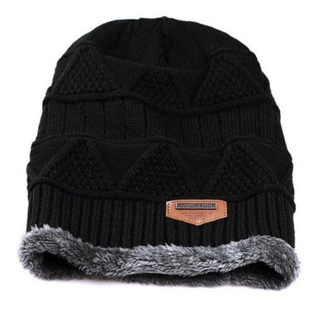 Cashmere Lined Hat - Men's Soft Stretch Knit Lined Thick Warm Ski Cap Winter Wool Slouchy Beanies Hat