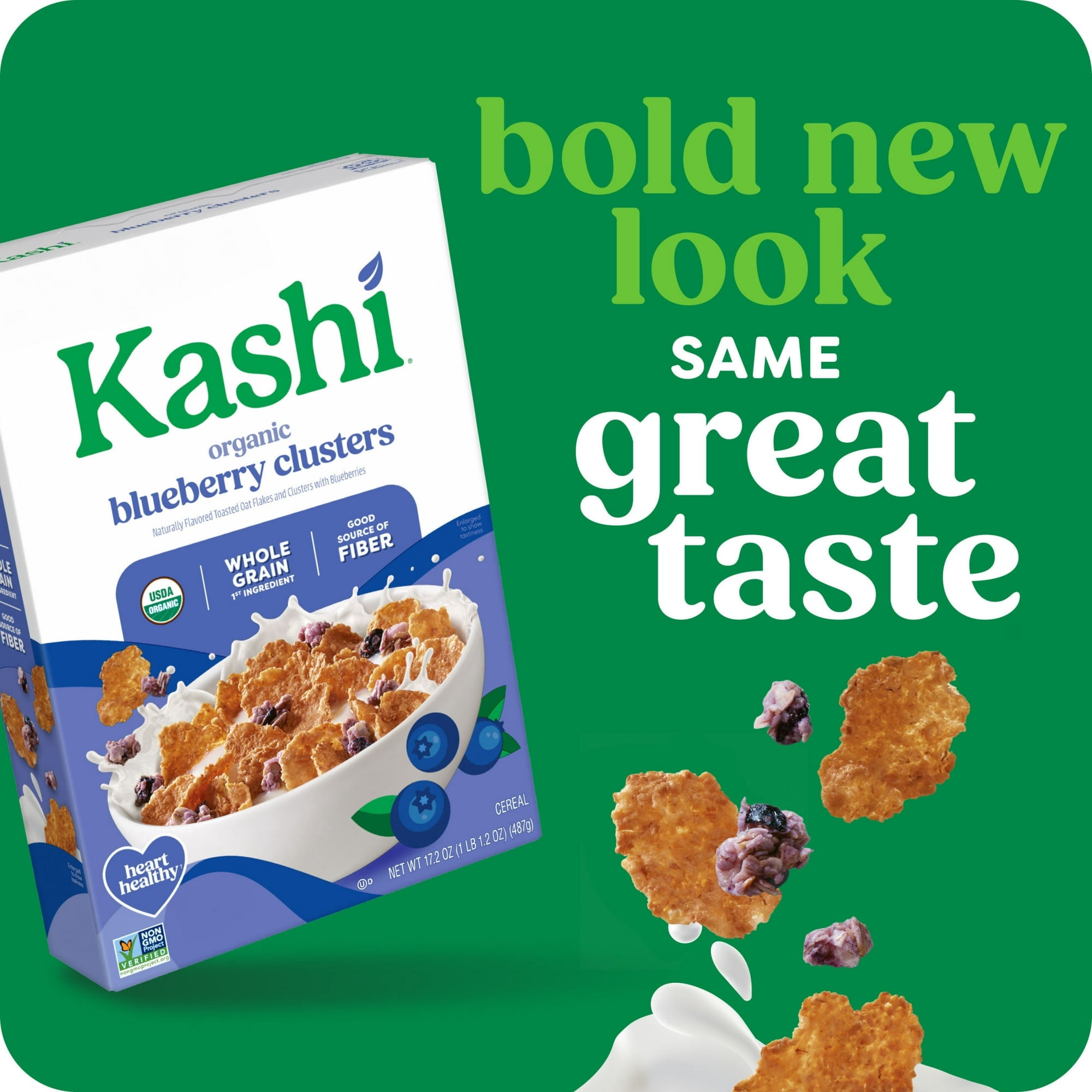 Kashi Breakfast Cereal, Organic, Whole Grain, Blueberry Clusters, 17.2oz Box