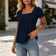 thumbnail image 5 of Iyufng Women's Square Neck Gathered Front Babydoll Short Sleeve Blouse Loose Flow Casual Summer Basic Top, 5 of 8