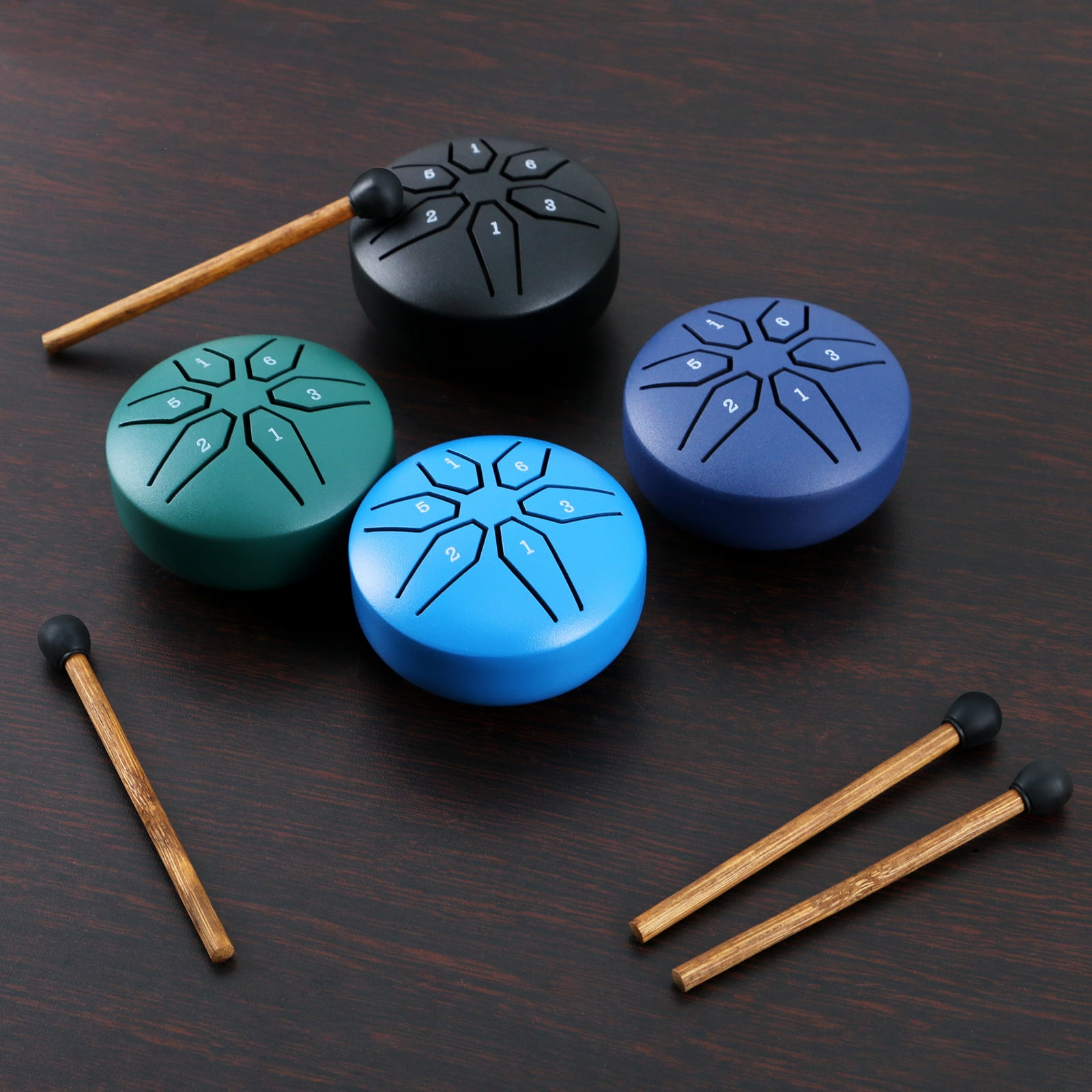 EASTROCK Mini Steel Tongue Drum 3 Inch 6-Note Rain Drum Percussion Instrument in C Key with Mallets for Party/Outdoor (Blue)