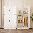 thumbnail image 6 of iSunirm 71'' Modern Farmhouse Armoire Wardrobe Closet with Clothes Hanging Rod, 4 Door Wardrobe Closet with Adjustable Storage Shelves, Wardrobe for Bedroom, White, 6 of 9