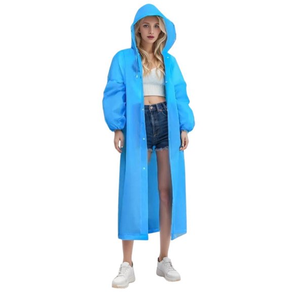 PMVFHDE Solid Color Long Pants Rainwear Reusable Fashion Outdoor Travel Portable Hooded Full Body Rain Suit Blue,One Size
