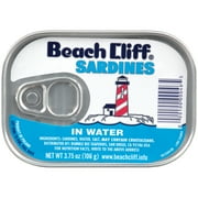(4 pack) (4 Pack) Beach Cliff Sardines in Water, Gluten Free Food, High Protein Snacks, 3.75oz can
